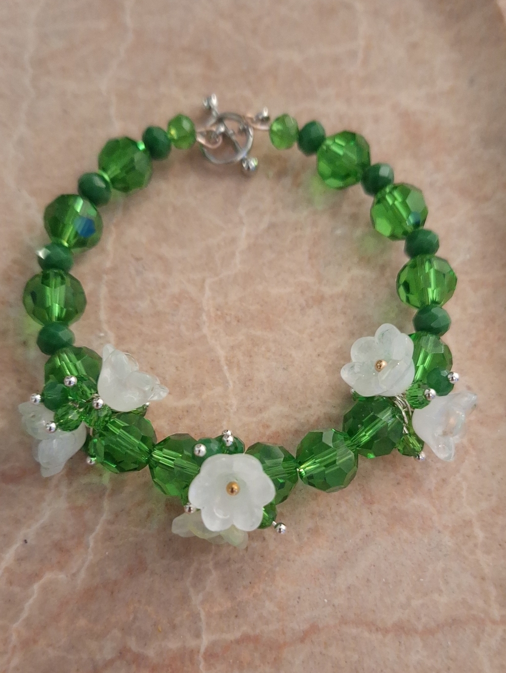 Green Crystal Flower Bracelet